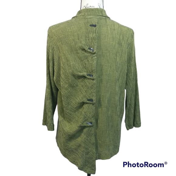 Connies Moon Light Green Black Lagenlook Asymmetrical Top M - Picture 2 of 8